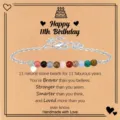 Pulsera de cuentas de piedra natural colorida con tarjeta de cumpleaños regalo mujer. - Estilo Feliz 11 Cumpleaños