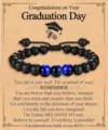 Pulsera de cuentas negras mate de ojo de tigre regalo de graduación con piedras azules - Estilo 9