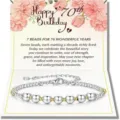 Women 70th birthday silver and gold bead adjustable bracelet with greeting card gift. - 70th-27