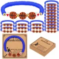 24pcs basketball clay beaded bracelets stackable sports charm jewelry set with cards - 20-Piece Blue Polymer Clay Card Set