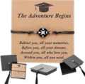 Graduation compass woven bracelet with card gift for students and teachers, simple accessory. - Stainless Steel Bracelet + Behind You