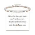 Stainless steel bead bracelet with engraved bar and inspirational message card gift. - Don't-10