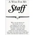 Wish bracelet with silver heart charm and inspirational staff card, black braided cord gift. - 1 Card Pack (Staff)
