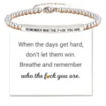 Stainless steel beaded bracelet for women with engraved inspirational message card gift. - Remember-11