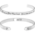 Stainless Steel Engraved Cross Cuff Bracelet Inspirational Open Bangle Gift For Women - Scripture Engraved Style 11