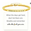 Gold beaded bracelet with engraved inspirational quote metal bar and presentation card for women. - Remember - Gold - 13