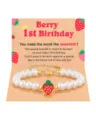 Cute baby pearl strawberry bracelet for first birthday party gift children jewelry accessory. - Pearl Strawberry Style - MY 1ST BIRTHDAY