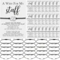 Staff appreciation wish bracelet set with cards, black braided cord puzzle jewelry gifts. - 1 Card