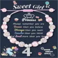 Kids pink pearl beaded bracelet with unicorn pendant and inspirational card packaging. - Sweet-1
