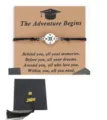 Graduation compass braided bracelet with greeting card and 2026 charm gift for students. - Stainless Steel Bracelet + 2026 Box & Card - 24