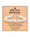 Baby first birthday pearl bracelet with rhinestone spacers and adjustable extension chain gift. - White Pearl & MY 1ST BIRTHDAY