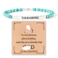 Stainless steel turquoise bead bracelet with engraved inspirational card for women gift. - CONTROL - Turquoise - 17