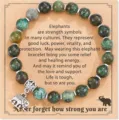 Natural Stone Elephant Beaded Bracelet Green Healing Energy Charm Jewelry Variant - Style 4