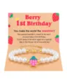 Baby pearl strawberry bracelet 1st birthday gift adjustable cute infant jewelry for girls - Rose Red Strawberry Style + My 1st Birthday
