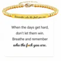 Gold stainless steel beaded bracelet with engraved quote bar, adjustable size, women gift jewelry - Remember - Gold - 19