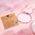 Kindergarten graduate pink braided compass bracelet with cute graduation greeting card gift - Stainless Steel Bracelet + Card + Box - 23