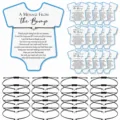 Wish bracelet set with cute onesie card, black woven string and heart charm gift. - 10 Card Pack (Blue) / Blue