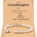 Granddaughter stainless steel pearl bracelet with cross pendant and inspirational card gift. - Granddaughter-23