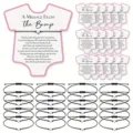 Pregnancy announcement message card black cord woven heart bracelet set for expecting mothers - 10 Card Pack (Pink) / Pink