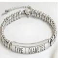 Stainless steel beaded ID medical bracelet with adjustable chain for daily wear women - Steel Color - 26