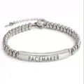 Stainless steel beaded engraved bracelet adjustable metal bar charm bracelet for women gift - Steel Color-38