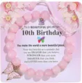 Pink beaded bracelet variant with butterfly pendant for girls 10th birthday gift. - 10th Style