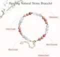 Healing natural stone bracelet with multi-color beads and stainless steel clasp details. - Agate Beads