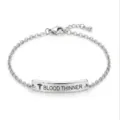 Stainless steel medical alert ID bracelet for women, adjustable chain, engraved design. - Steel Tone Chain - 32