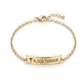 Gold stainless steel medical alert ID bracelet with engraved blood thinner text. - Gold Chain - 33