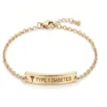 Gold stainless steel medical alert ID bracelet with adjustable chain for women daily wear - Gold Chain - 39