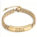 Gold stainless steel beaded bracelet adjustable custom name bar bracelet for women gifts - Gold-30