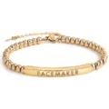 Gold Stainless Steel Bead Bracelet Adjustable Custom Engraved Bar Jewelry for Women - 46