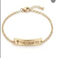 Stainless steel medical alert bracelet for women, adjustable chain, type 1 diabetes ID tag. - 47