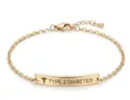 Gold stainless steel medical alert ID bracelet engraved Type 2 Diabetes for women and men. - 48
