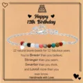Pulsera de cuentas de piedra natural cumpleaños 12 regalo ajustable joyas mujer - Estilo Feliz 12 Cumpleaños