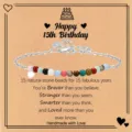 hermosa pulsera de cuentas de piedra natural 15 cumpleanos plateada regalo mujer - Estilo Feliz 15 Cumpleaños