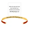 Stainless steel inspirational engraved cuff bracelet with matching card gift for women. - Red Gold - Remember