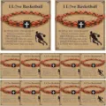 Basketball braided bracelet set with motivational card packaging, orange and black sports style. - 1-Card Pack - Basketball