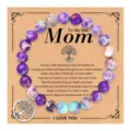 Bracciale di perle regalo festa della mamma con ciondolo albero della vita diaspro - Regalite con biglietto MOM