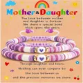 Close up of colorful beaded mother and daughter bracelets featuring sweet heart charms and cord. - Heart Polymer Clay 3