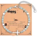 Natural stone beaded cross bracelet with stainless steel components and blessing card. - Style 16