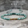 Adjustable Morse Code Beaded Bracelet Natural Stone Wrap Fashion Gift for Women Style - Rise