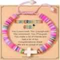 Colorful heishi bead bracelet for kids, graduation theme back to school handmade jewelry gift - Polymer Clay Cross - 2