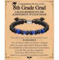 Pulsera trenzada de graduación con cuentas mate negras y ojo de tigre azul, acero. - Estilo 12
