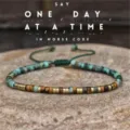 Morse code beaded bracelet adjustable natural stone wrap bracelet for women gift style - ONE-DAY-AT-A-TIME