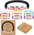 Teacher appreciation clay bead bracelets set with apple charms and display cards for gifts. - 10-Piece Apple Teacher's Day Set