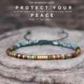 Morse code beaded bracelet adjustable natural stone gold metal friendship gift for women - Protect Your Peace