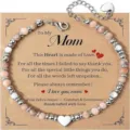 Natural Pink Zebra Jasper Beaded Bracelet Heart Charm Mother's Day Gift Jewelry - Style 23