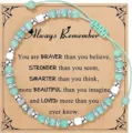Bohemian natural stone beaded bracelet with adjustable woven cord and inspirational card main image - Style 8