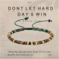 Adjustable natural beaded Morse code inspirational bracelet for women fashion daily wear - Don't Let Hard Days Win